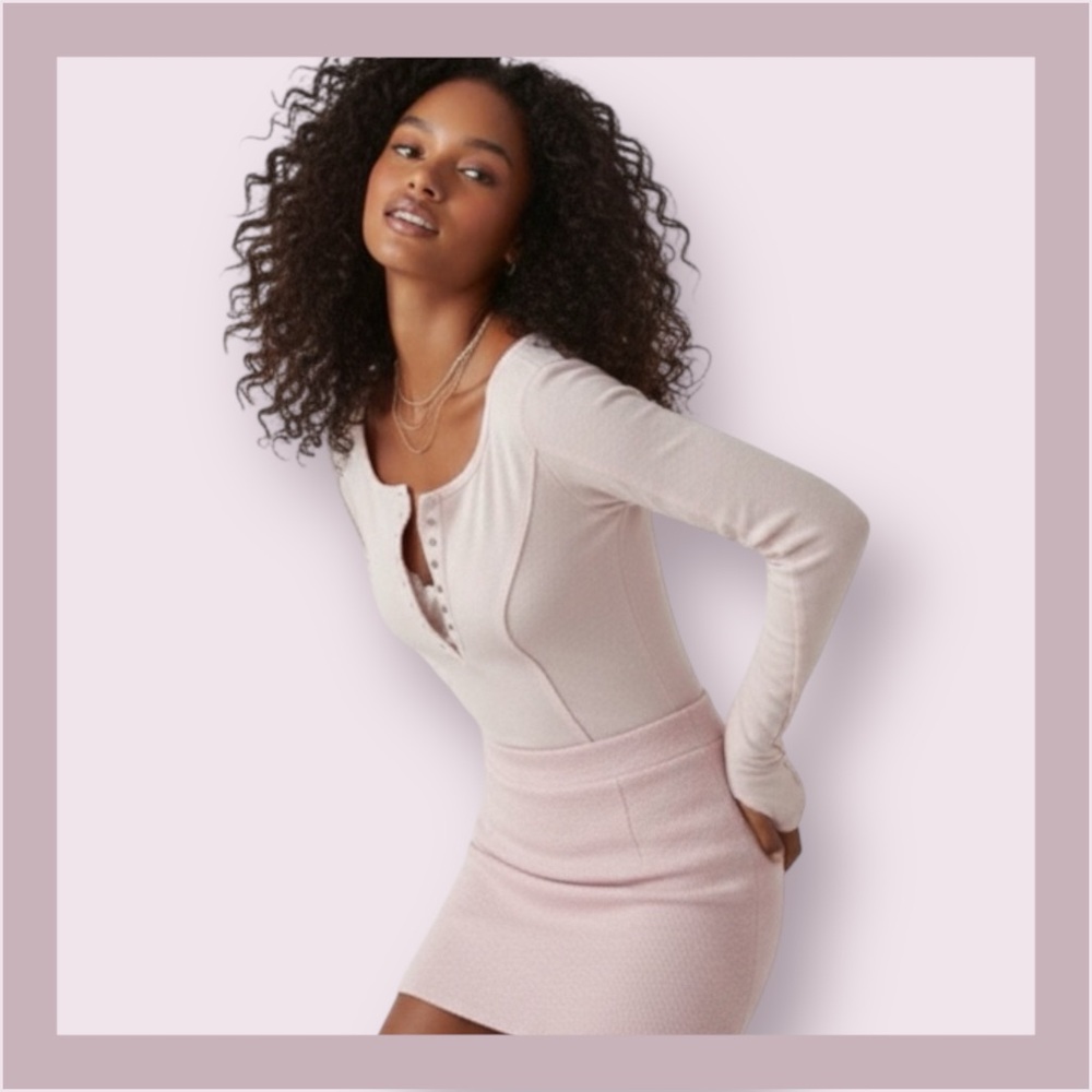 Intimately Free People Sloane Pink Nectar Bodysuit